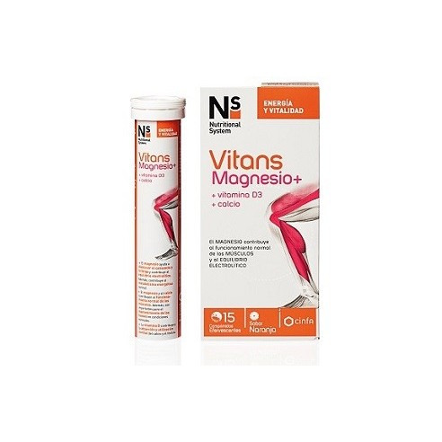 Ns Vitans Magnesio + Vitamina D3 + Calcio 15 Comprimidos Efervescentes