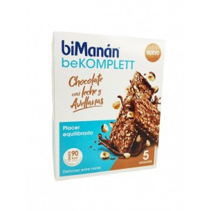 biManán beKomplett Snack Sabor Chocolate con Leche y Avellanas 5 Unidades